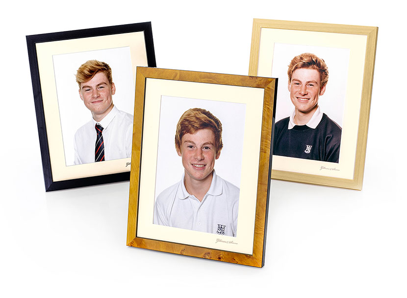 Photograph of 3 portraits in different coloured frames